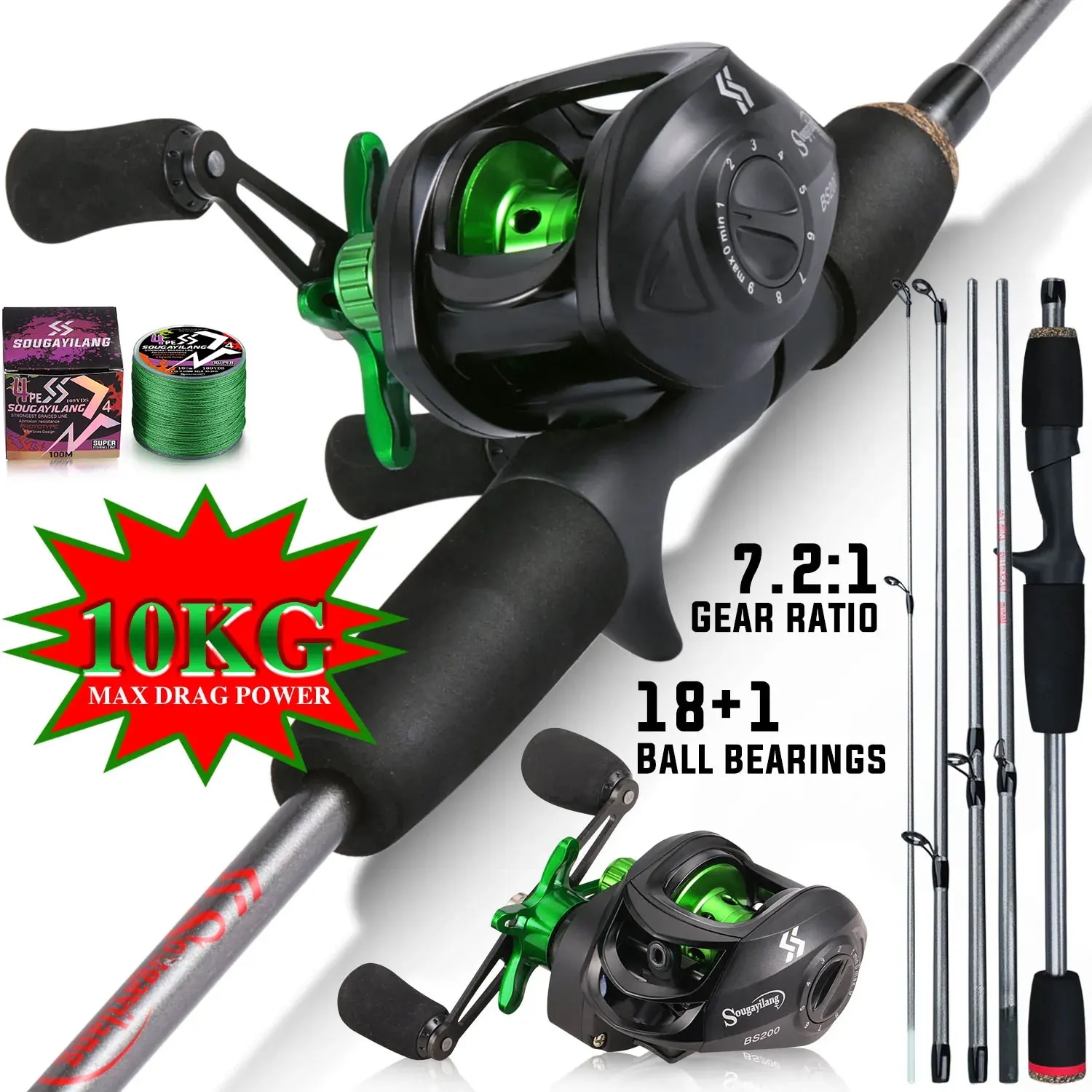 Conventional Reel - Canna da pesca Sougayilang combinata canna