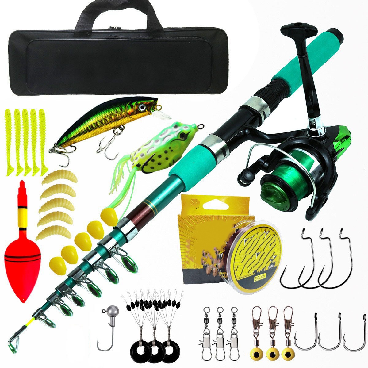 Spinning Reel - Kit Canna da Pesca Telescopica Ultraleggera
