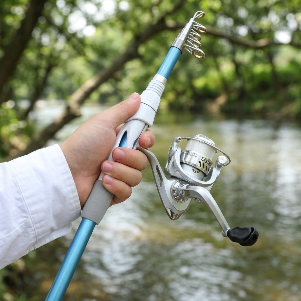 Canna da pesca blu e bianca da - Reel Bag recensione e prezzo